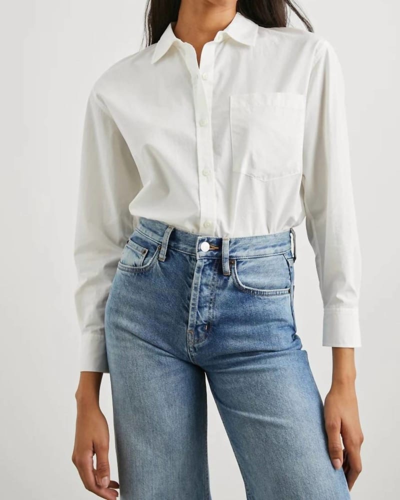 Front of a model wearing a size L Arlo Shirt in Beach White in Beach White by Rails. | dia_product_style_image_id:344834